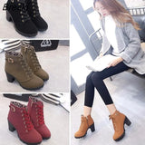 Winter High Heel 2022 New Winter Boots for Women Cross-strap Ankle Boots Ladies Shoes PU Casual Women Pumps