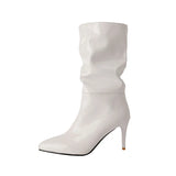 Breakj Fashion Women's Boots Painted Leather Pointed Thin Heel Middle Boots