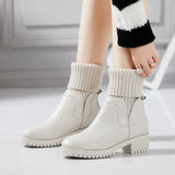 Martin Boots Women's English Style Velvet Rice White Wool Mouth Flat-Soled Short Boots Women's Anti-Skid Thick-Soled Warm Cotton