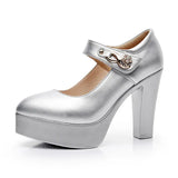 Women High Heels Block Heels Gold Silver Wedding Shoes Women Pumps 2023 Rhinestone 10cm Party Dress Shoe Plus Size