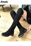 Long Faux Suede Boots Women Over-the-knee Boots Casual Black Sexy Nightclub Platform Shoes for Women Autumn Women