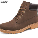 boots men shoes hot warm plus fur winter snow boots work shoes men pu leather lace-up ankle military boots men plus