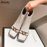 Women's Boots Elegant Woman Heeled Shoes for Women 2023 Designer Luxury Female Autumn and Winter Square Head Chunky Heel