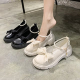 Women Thick Platform Mary Janes Lolita Shoes Party Pumps Summer New Sandals Bow Chain Mujer Shoes Fashion Oxford