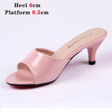 Summer New High Heels Size 43 Stiletto Mid-heel Slippers ladies Summer Fashion low-heel Sandals Peep Toe Sexy Women