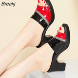 Women Slipper's 2023 Ladies Summer Slippers Genuine Leather Shoes Women High Heels Fashion Rhinestone Summer