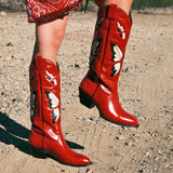 Breakj Large-Size Coarse And High-Sleeve Sleeve Butterfly Western Cowboy Boots