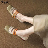 Autumn New Ladies Square Head French Retro Elegant Low Heel Mary Jane Shoes Leather Thick Heel One Word Strap Shoes