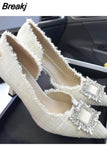 Design Rhinestones Women Pumps Spring Fashion Pointed Toe Female Shallow High Heel Elegant Women's Work Dress