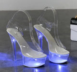 Up Glowing Shoes Woman Luminous Clear Sandals Women Platform Shoes Clear High Heel Transparent Stripper Wedding