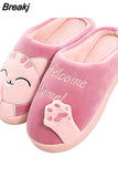 Women Winter Slippers Home Slippers Cartoon Cat Non-slip Warm Fur Indoors Bedroom Floor Plush Shoes slippers chaussures