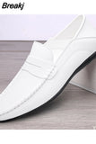 Autumn Mens Casual Leather Loafers Men Loafer Shoes Mocasines Hombre Mocassini White Black Slip-On Big