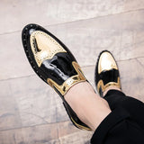 leather shoes Casual Men Brogue Patent Leather Shoe Man lace up Oxford Dress Shoes Elevator Formal club party
