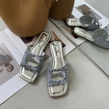 Summer Candy Leather Beach Shoes Women Bow Flat Slippers Women's Shoes Simple Slides Open Toe Flat Slippers for Women