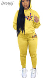 Two Piece Set Women Hooded Sweatsuits Fashion Pink Letter Leopard Print Tracksuit Casual Female Outfits Streetwear
