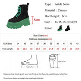 Green Punk Chunky Platform Ankle Boots for Women Autumn Winter Thick Bottom Motorcycle Boots Wedges Gothic Shoes