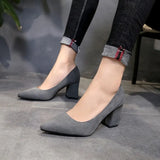 Heels Women's 2023 New Women's Shoes Pointed Toe Shallow Mouth Shoes Women's Thick Heel Fashion Shoes Women's Large Size