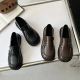 Lolita Heart buckle women's loafers Mary Jane Shoes Women Cute Kawaii Chunky Platform Flats Fashion Designer Leather
