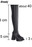 Autumn Women Mid Calf Boots Platform Block High Heels Slim Fit Zip Sexy Party Luxury Long Boots Big Size Shoes