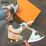 Fashion Women's Sneakers Leopard Print Leather Thick Bottom Increased Sneakers Casual Comfortable Sports Shoes For
