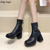 heels Boots Women Double Platform Fashion High Quality Luxury Women's Shoes beige High Heels Zip Brand boots women
