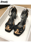 lace Bowknot Pearls Strap Platform Pumps Women Thick Heels Mary Jean Shoes Woman Square Toe High Heeled Shoes