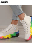 Pattern Canvas Sneakers Ladies Casual Shoes 2023 Designer Sneakers Ladies Flat Lace Up Zapatillas Mujer Chaussure