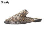 Luxury Women Mules Ladies Summer Chinese Slippers Women Shoes 2021 New Low Heels Flat Casual Shoes Woman Flip