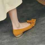 for Woman 2023 Office Women's Summer Footwear Pointed Toe Yellow Low Heel Elegant Fashion Trend on Promotion High