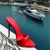 Heel Slippers Women Shoes Summer Peep Toe Mixed Colors Stiletto Sandals Sexy Party Ladies Shoes Luxury Woman