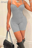 Sexy Bodycon Thin Jumpsuits Women Sleeveless Solid Romper Casual Sport One Piece Playsuits Summer Slim Clothing