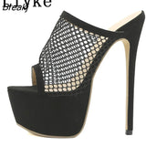 Size 35-42 Platform Slippers For Women Fashion Breathable Mesh Peep Toe Extreme High Heels Sandals Summer Shoes Lady