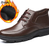 Genuine Leather Shoes Men Winter Boots -30 Warm Cotton Shoes Cow Leather Man Ankle Boots Casual Male Footwear