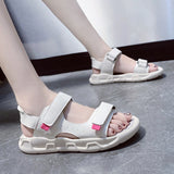 Sandals, Women's Summer 2024 New Fashion Casual Flat Soft Leather Soft Sole Beach Women's Shoes, Platform