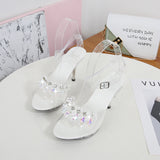 Rhinestone Sandals Women 2023 Sexy High Heels Ladies Banquet Wedding Shoes Fashion Show Summer Open Toe Woman