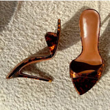 Transparent Shoes For Women's Sandals 2024 Summer Sexy Slippers Pointe Toe Thin Heels Stiletto Sandals Big Size Women