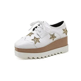 Womens Sneakers Shoes Wedge Basket 2024 Platform Tennis Female Roses Fashion Thick Sole Silver Trainers High Lace-Up Fabric PU