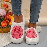 Women's Winter Warm Home Fuzzy Slippers Cute Facial Pattern Plush House Shoes Women Indoor Bedroom Flat Non Slip Cotton