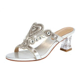 Women With Crystal High-Heeled Sandals Wear 2024 New Diamond Sandals In Summer. Roman Slippers Are