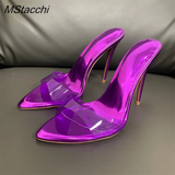 Heel Slippers Women Shoes Summer Peep Toe Mixed Colors Stiletto Sandals Sexy Party Ladies Shoes Luxury Woman