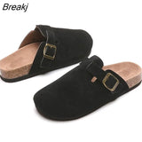 Women Baotou Slippers 2022 Summer Baotou Half Slippers Fashion Brown Casual Women's Shoes Unisex Flats Belt Buckle