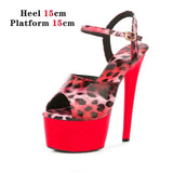 Leopard Women Shoes Pole Dance Sandals Stripper Sexy Combat Fetish High Heels Summer Platform Shoes Party Club 20 CM