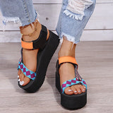 New Summer Women's Shallow Mouth Leaky Toe Platform Sandals Outdoor Simple Mixed Color Wedge Sandals Women's