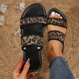 Breakj Women 2025 New Large-Size Leopard Rivet Flat Bottom Wearing Beach