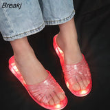 New Glowing Crystal Women Slippers Fashion Summer Fashion Luminous Slippers Women Cute Funny Gift Party Crystal
