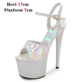 Dance Shoes Women Sexy Show Sandals 15 17 20CM High Heels Bright Color Platform Sandals Girls Shoe for Party Club