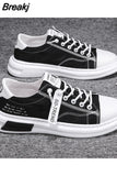 Men Canvas Casual Sneakers Fashion Lace Up Flat Footwear Korean Breathable Sport Shoes Men's Board Chaussure