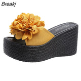 Heels Summer Beach Platform Women Wedge Slippers Appliques Butterfly-knot Female Sandals Clog Shoes Slides Women