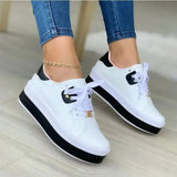 Shoes Women's Vulcanized Shoes 2023 Outdoor Platform Shoes Female Casual PU Fashion Lace-Up Sneakers Women Wedge