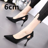 Female Casual High Quality Pointed Toe Yellow Slip on Stiletto Heels for Office Women Party Black Heel Shoes Zapatos